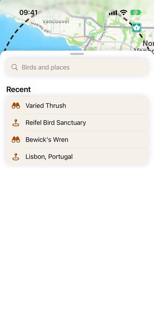 Search, with recent searches